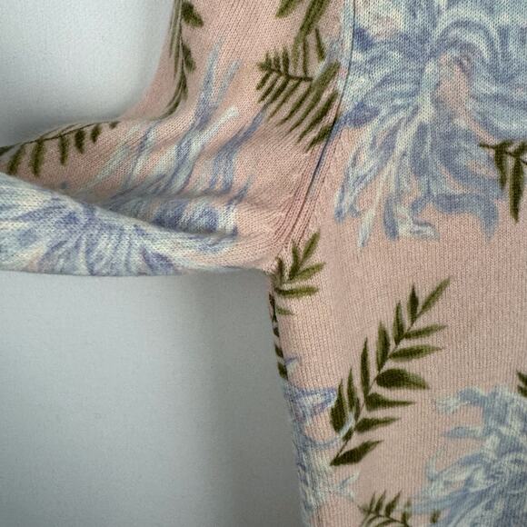 VTG Neiman Marcus Pink Floral 100% Cashmere Button Down Cardigan Women's Medium - Picture 3 of 7